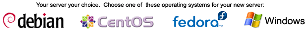 choose your operating system from Debian, Centos, Fedora or windows server